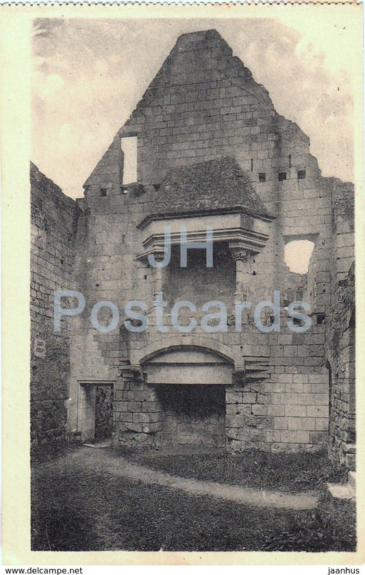 Chinon - Le Chateau - Cheminee et restes de la Salle du Chateau du Milieu - 25 - old postcard - France - unused - JH Postcards