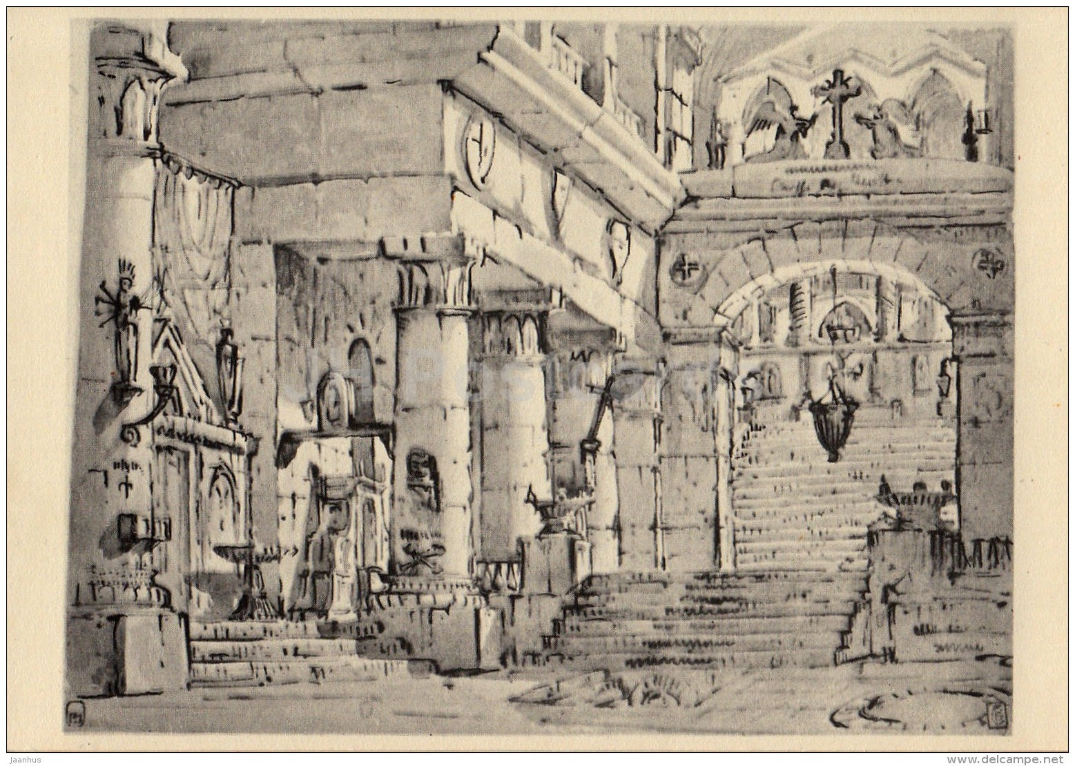 painting by P. Gonzago - Decoration project- Russian art - 1958 - Russia USSR - unused - JH Postcards