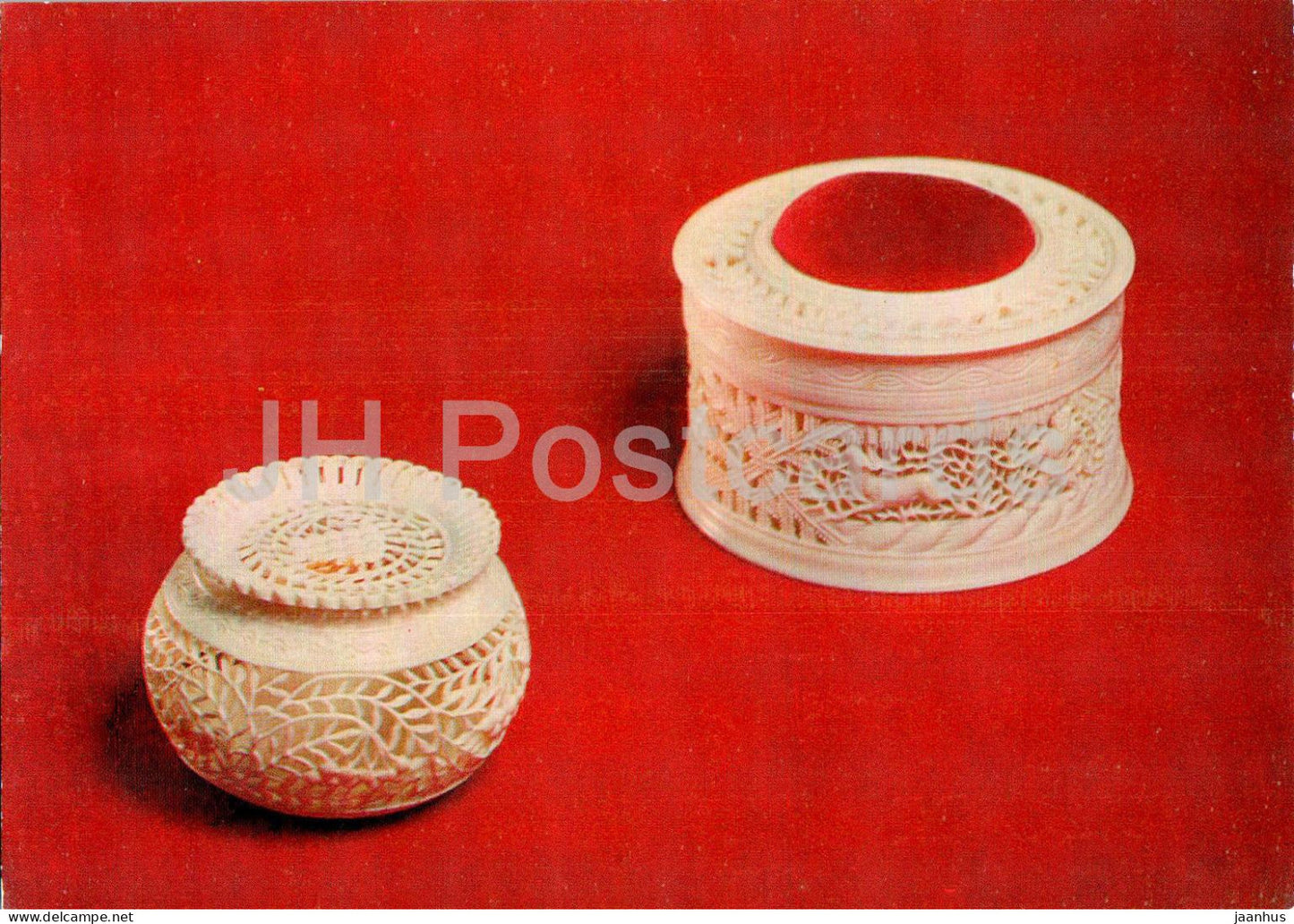 needle box by Leontieva - walrus tusk - 1973 - Russia USSR - unused - JH Postcards