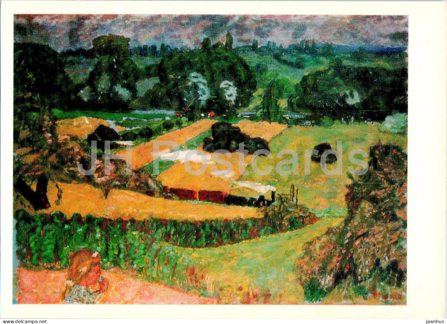 painting by Pierre Bonnard - Landscape with a freight train - French art - 1977 - Russia USSR - unused - JH Postcards