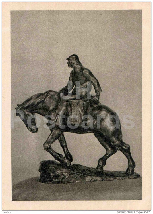 sculpture by Constantin Meunier - Fisherman on the Horse - french art - unused - JH Postcards