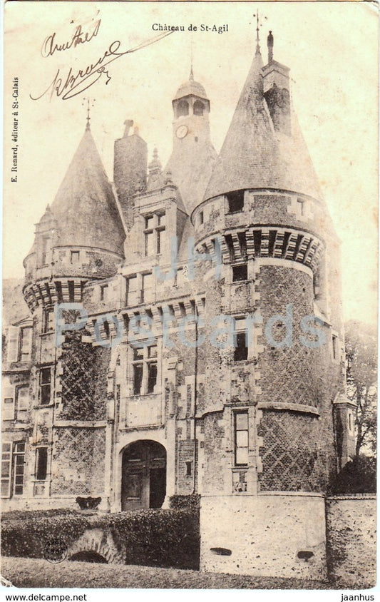 Chateau de St Agil - castle - old postcard - 1903 - France - used