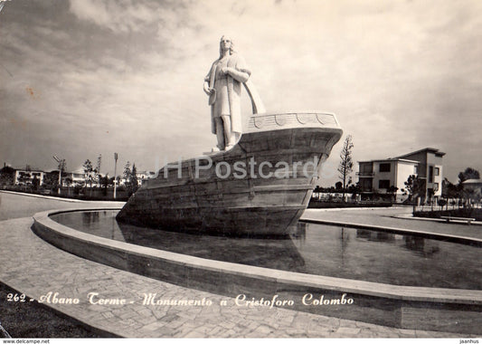 Abano Terme - monumento a Crisoforo Colombo - monument to Christopher Columbus - 262 - Italy - 1958 - used - JH Postcards