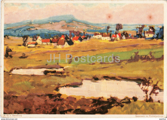 painting by H G v Sternburg - Sparneck im Fichtelgebirge - Eduscho - Feine Kaffee - German art - Germany - unused - JH Postcards