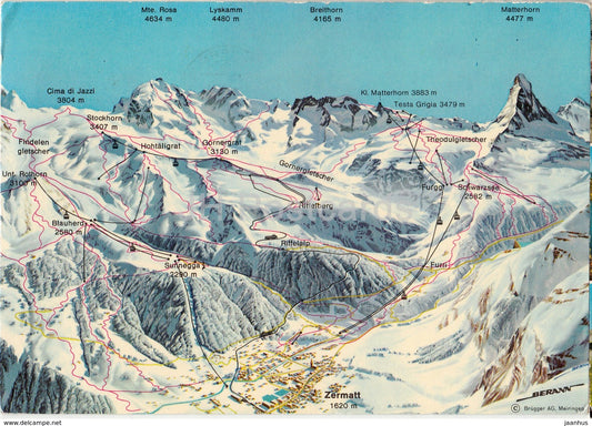 Zermatt 1616 m - Wallis - 49931 - Switzerland - 1980 - used - JH Postcards