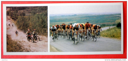 Motocross in mountains Vaulino - bicycle - Pskov Land - 1983 - Russia USSR - unused - JH Postcards