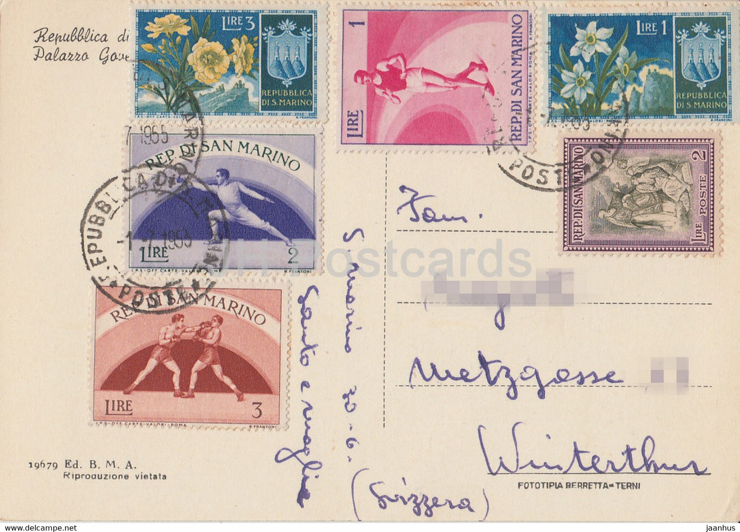 Repubblica di San Marino - Palazzo - carte postale ancienne - 1955 - Saint-Marin - utilisé