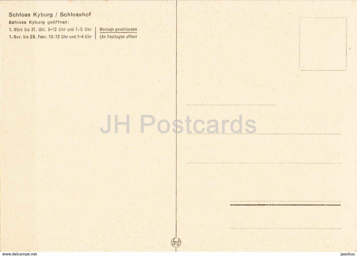 Schloss Kyburg - Schlosshof - château - carte postale ancienne - Suisse - inutilisé