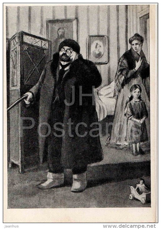 illustration by Kukryniksy - Ionych by Anton Chekhov - old man - 1954 - Russia USSR - unused - JH Postcards