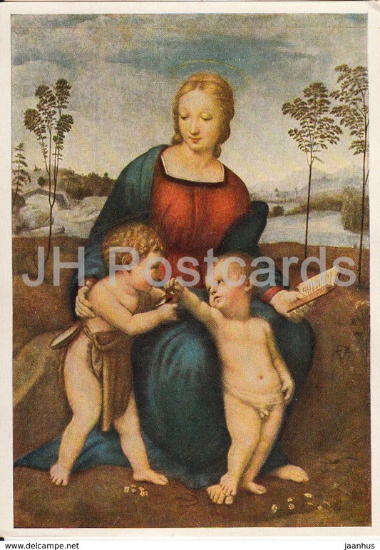 painting by Raphael Santi - Madonna del Cardellino - Italian art - Germany DDR - unused - JH Postcards