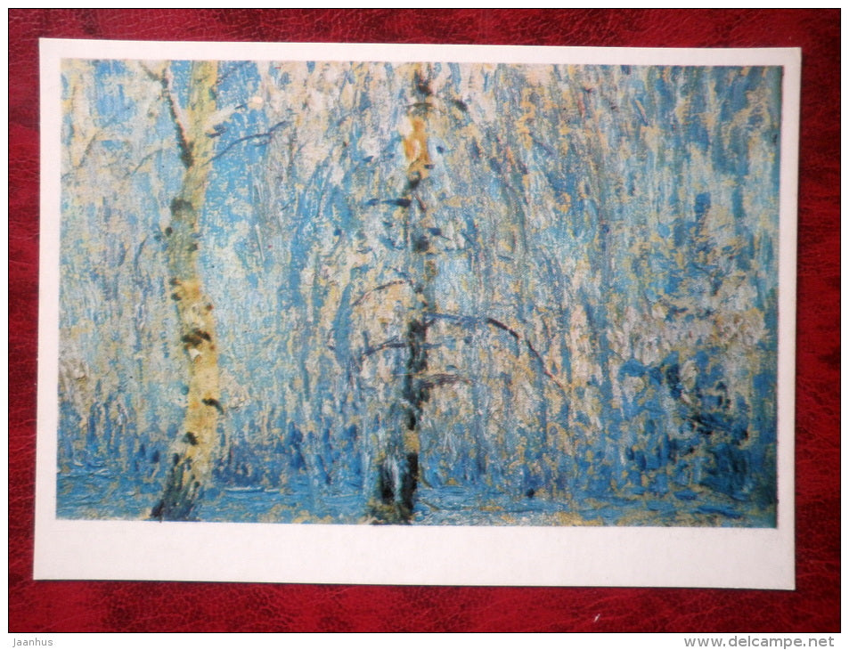 Painting by Igor Grabar - Hoar-frost . 1919 - winter - birch - russian art - unused - JH Postcards
