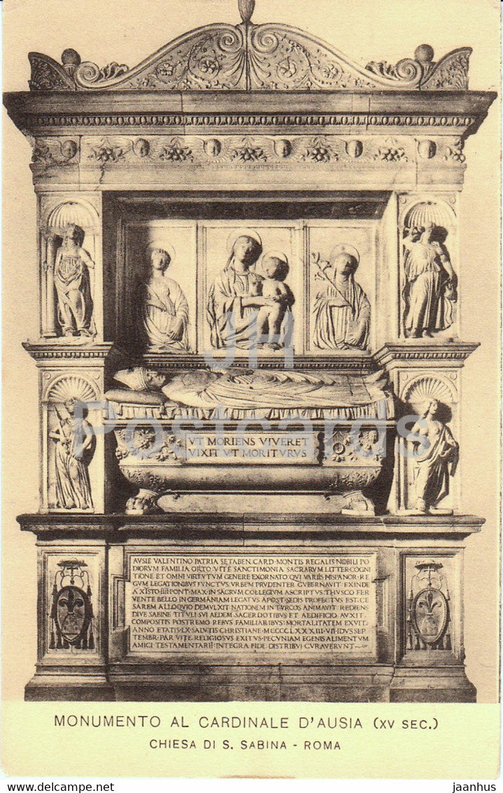 Roma - Rome - monumento al Cardinale D'Ausia - Chiesa di S Sabina - old postcard - Italy - unused - JH Postcards