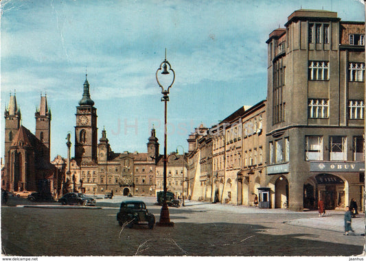 Hradec Kralove - Zizkov Square - old cars - Czechoslovakia - Czech Republic - 1963 - used - JH Postcards