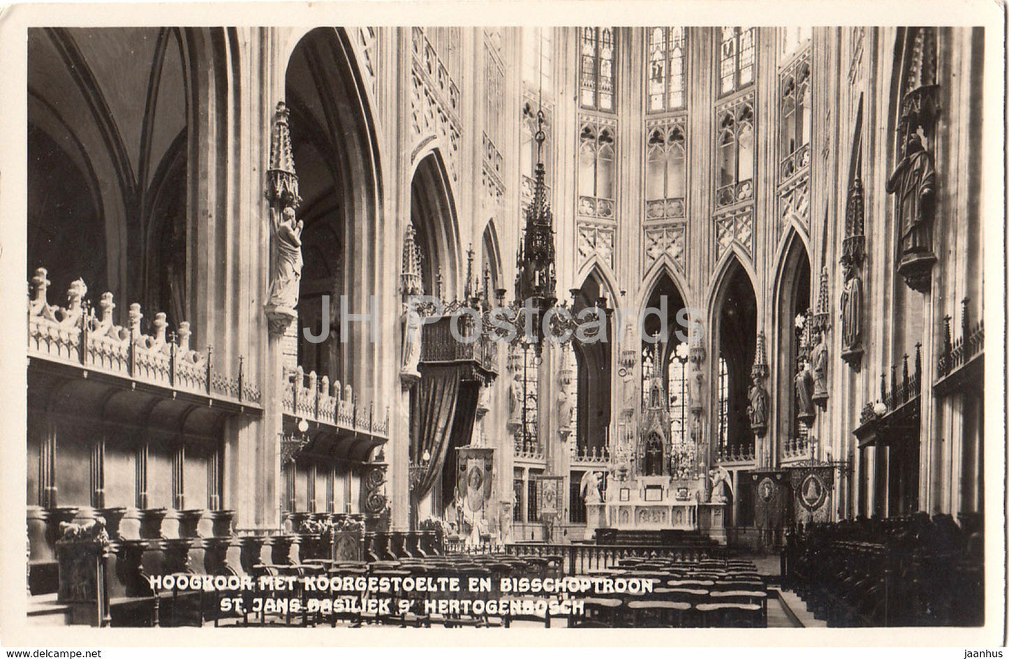 Hoogkoor met Koorgestoelte en Bisschoptroon St Jans Basiliek S Hertogenbosch - old postcard - Netherlands - unused - JH Postcards