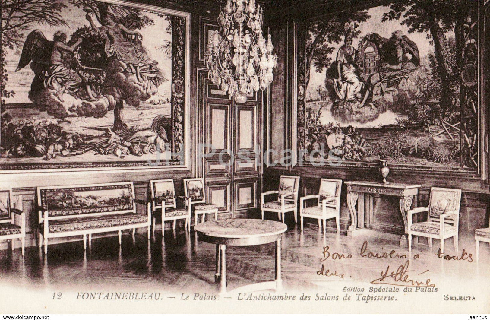 Fontainebleau - Le Palais - L'Antichambre des Salons de Tapisserie - 12 - old postcard - France - used - JH Postcards