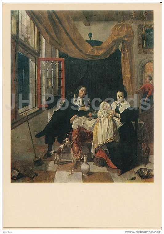 painting  by Ludolf Leendertsz de Jongh - The Family , 1670 - Dutch art - 1973 - Russia USSR - unused - JH Postcards