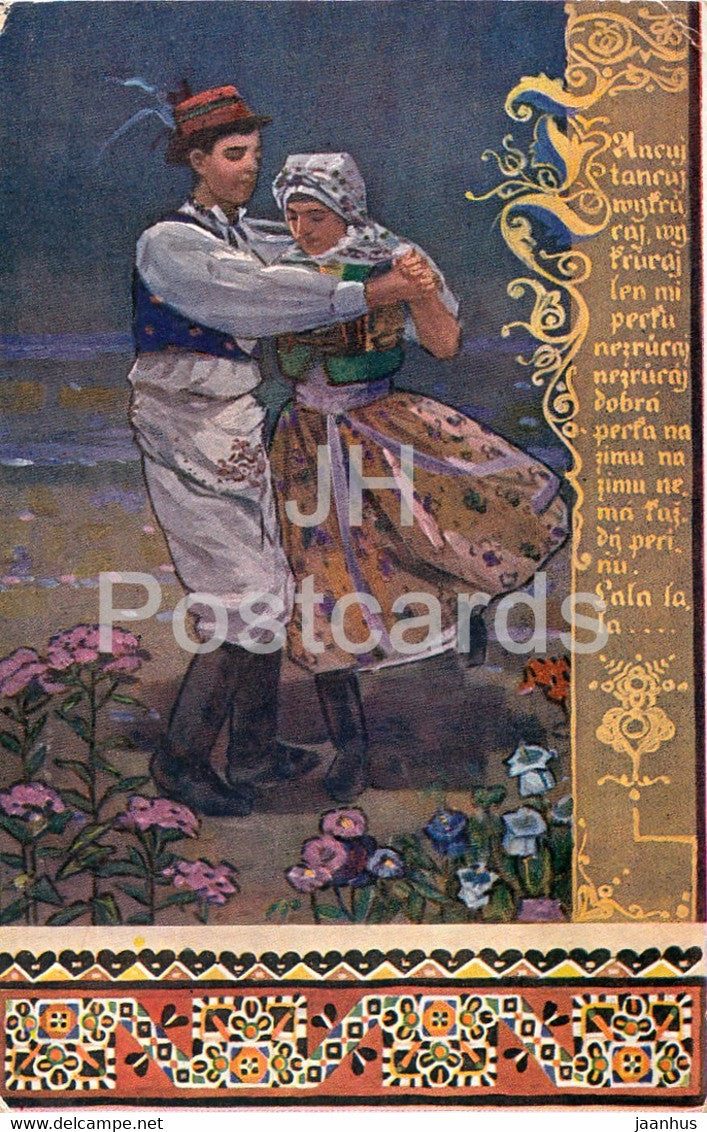 Ant Frolka - Slovacke Pisne - Slovakian song - folk costumes - folk song - old postcard - Slovakia - unused - JH Postcards