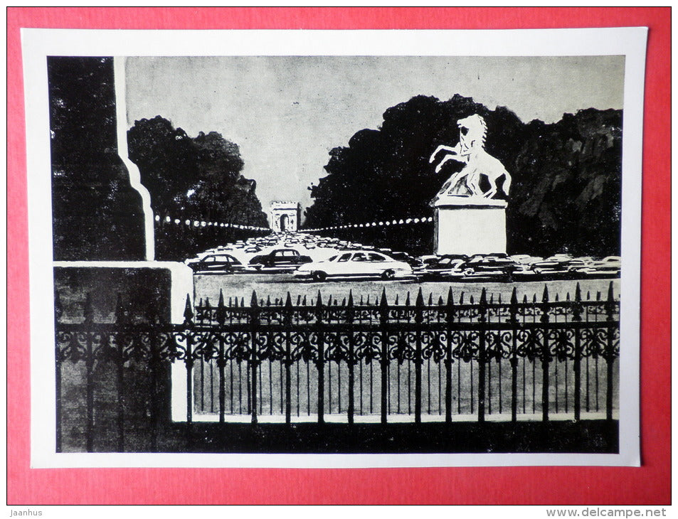 illustration by N. Dolgorukov - Concorde square - Paris - 1974 - Russia USSR - unused - JH Postcards