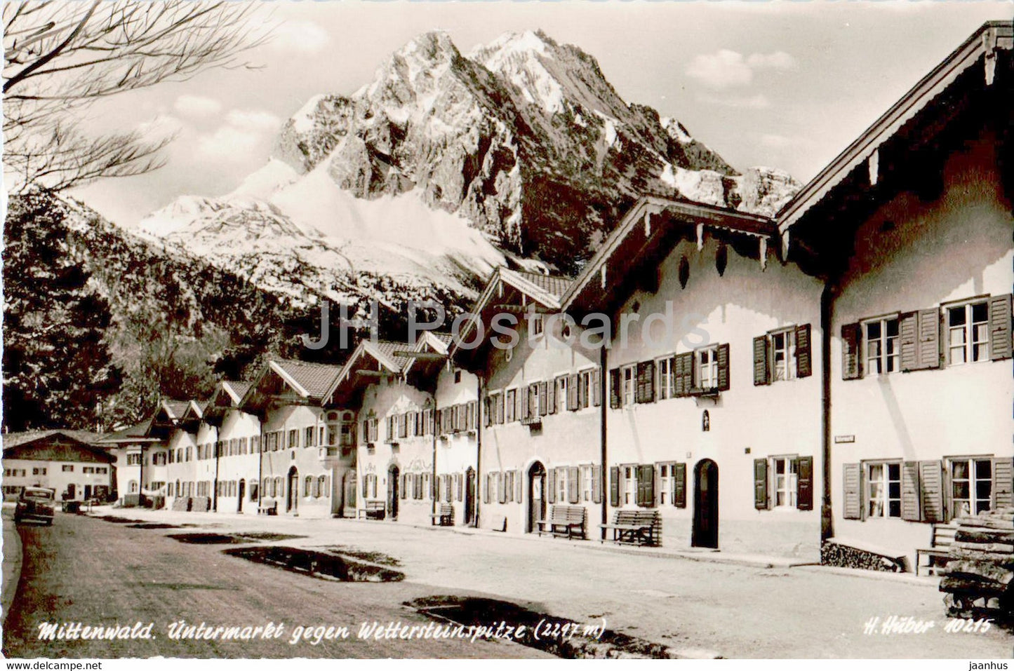 Mittenwald - Untermarkt gegen Wettersteinspitze 2297 m - old postcard - Germany - unused - JH Postcards