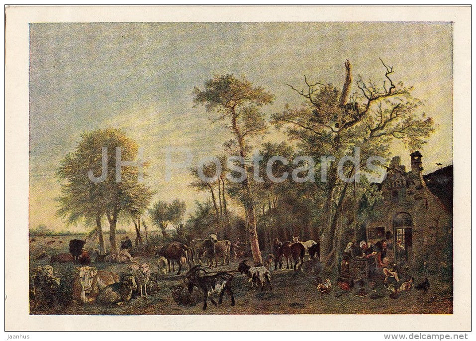 painting by Paulus Potter - The Farm - Dutch art - Russia USSR - 1950 - unused - JH Postcards