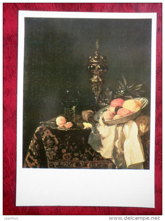 Painting by Willem Kalf - Still Life - Dessert - dutch art - unused - JH Postcards