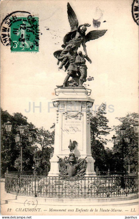 Chaumont - Monument aux Enfants de la Haute Marne - 12 - old postcard - 1910 - France - used - JH Postcards