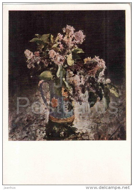 painting by V. Serov - Lilac - flowers - russian art - unused - JH Postcards