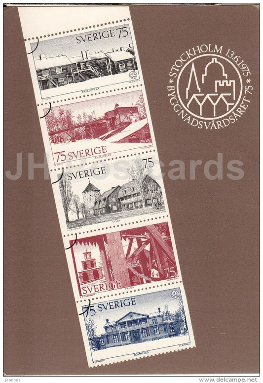 Architectural Heritage Year 75 - a booklet of stamps - 1975 - Sweden - unused - JH Postcards