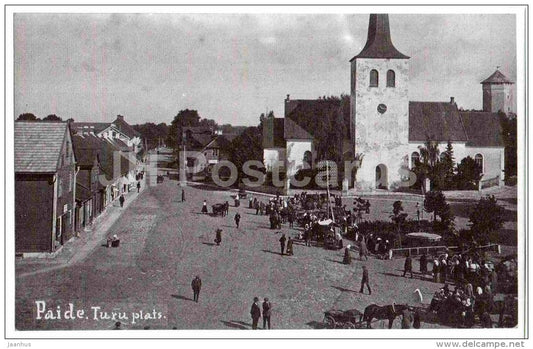 The Central square - Market square - Paide - Weissenstein - OLD POSTCARD REPRODUCTION! - 1990 - Estonia USSR - unused - JH Postcards