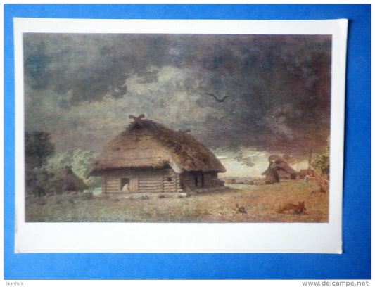 painting by J. Köler - The Artists Birthplace , 1863 - farm house - estonian art - unused - JH Postcards
