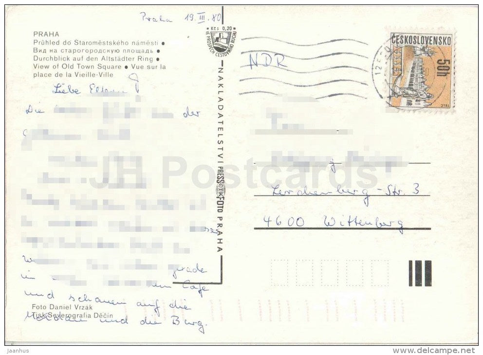 View of Old Town Square - Praha - Prague - Czechoslovakia - Czech - used 1980 - JH Postcards