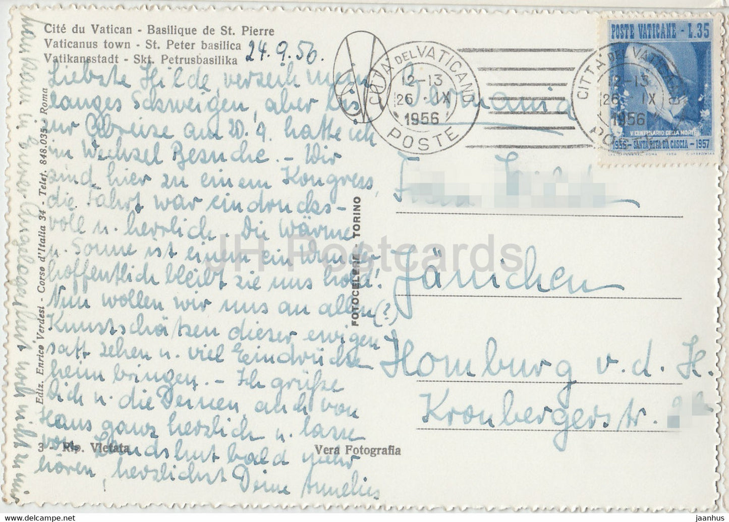 Citta del Vaticano - Basilica di S Pietro - old postcard - 1956 - Vatican - used