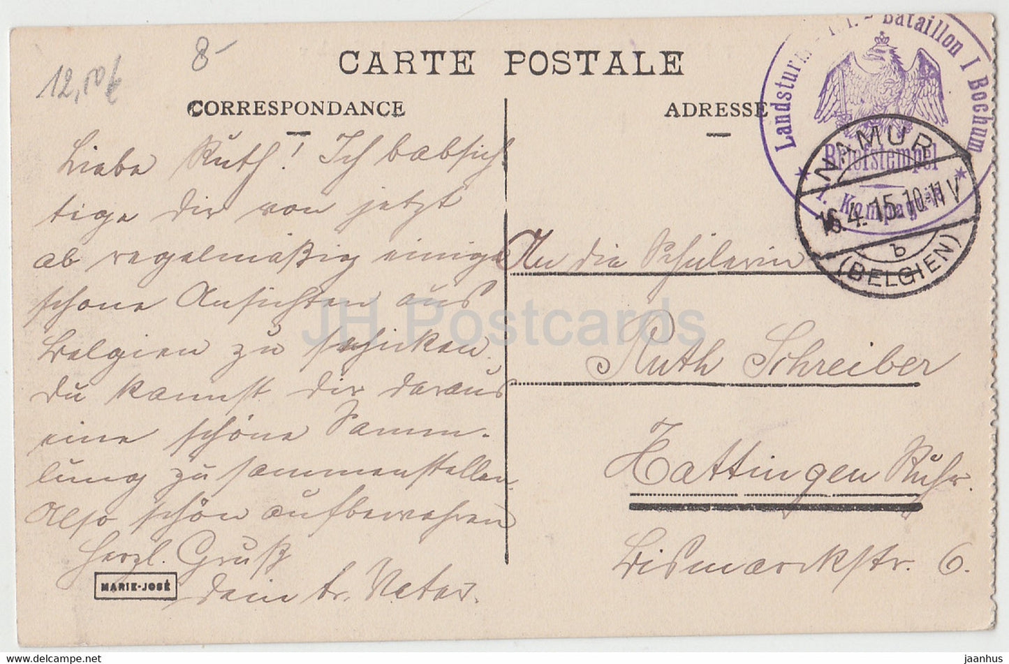 Namur - Citadelle - Panorama vers la Sambre - Landsturm Inf Bataillon - Feldpost - alte Postkarte - 1915 - Belgien - gebraucht