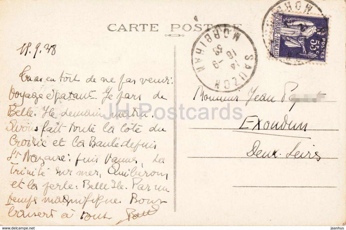 Belle Ile en Mer - Pyramides de Port Coton - 15 - old postcard - 1938 - France - used