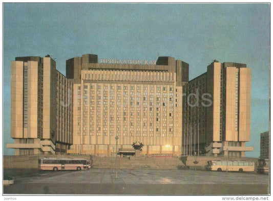 hotel Pribaltiyskaya - bus - White Nights - Leningrad - St. Petersburg - 1986 - Russia USSR - unused - JH Postcards