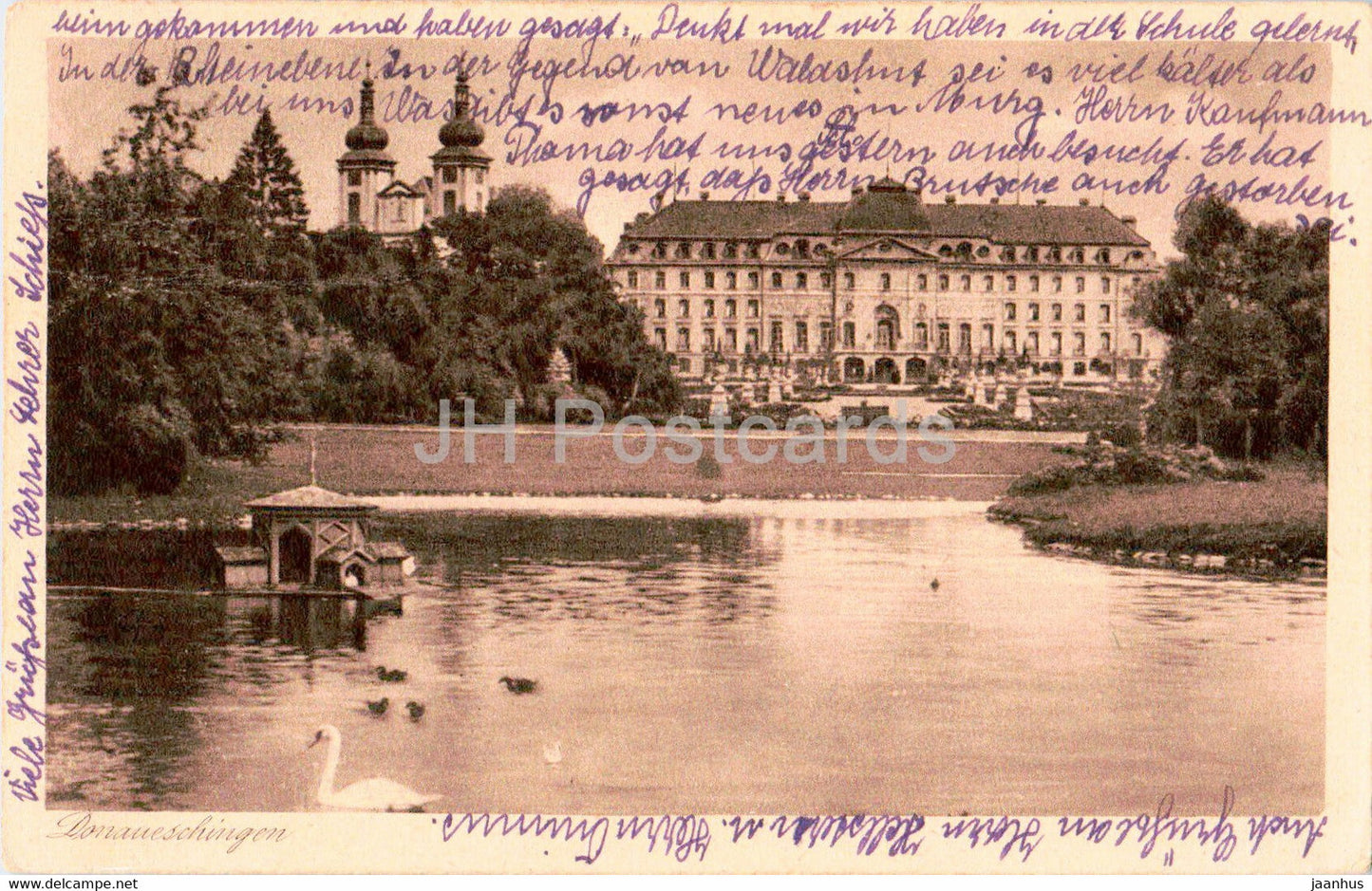 Donaueschingen Schloss - castle - old postcard - Germany - used - JH Postcards