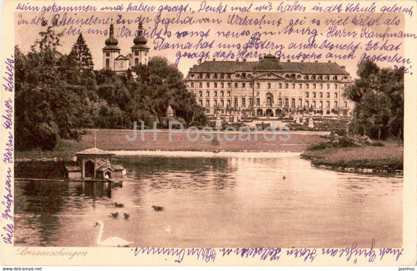 Donaueschingen Schloss - castle - old postcard - Germany - used - JH Postcards