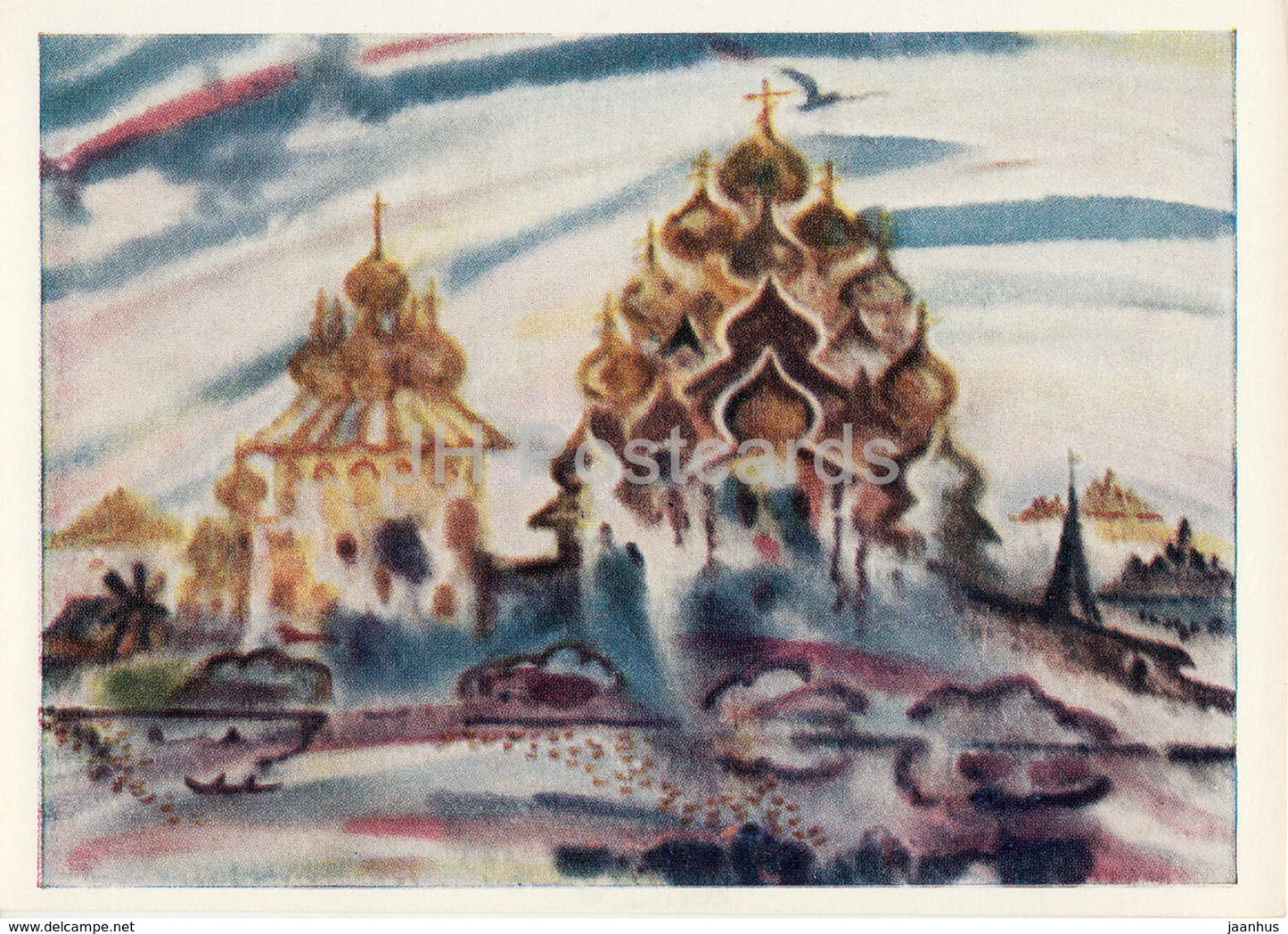 painting by V. Khruslak - Kizhi - In Karelia - art - 1971 - Russia USSR - unused - JH Postcards