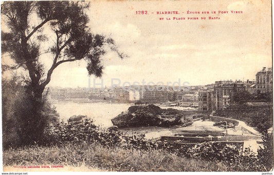 Biarritz - Etude sur le Port Vieux et La Plage prise du Basta - 1282 - old postcard - 1928 - France - used - JH Postcards