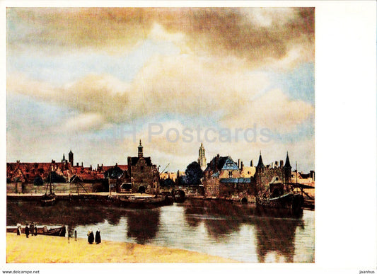 painting by Jan Vermeer Van Delft - Ansicht der Stadt Delft - View of Delft - Dutch art - Germany - unused - JH Postcards