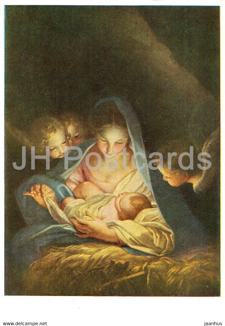 painting by Carlo Maratti Maratta - Die Heilige Nacht - The Holy Night - Italian art - Germany - used - JH Postcards
