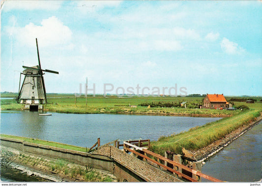 Groeten van Texel - Molen in de polder Het Noorden - windmill - Netherlands - used - JH Postcards