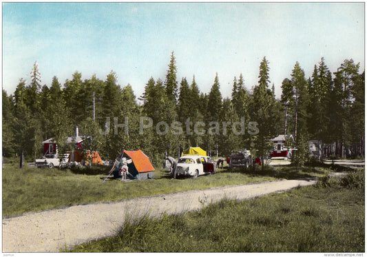 Asele - Del av tältplatsen - Älvsjögrunnan - Part of the campground - old cars - Sweden - unused - JH Postcards