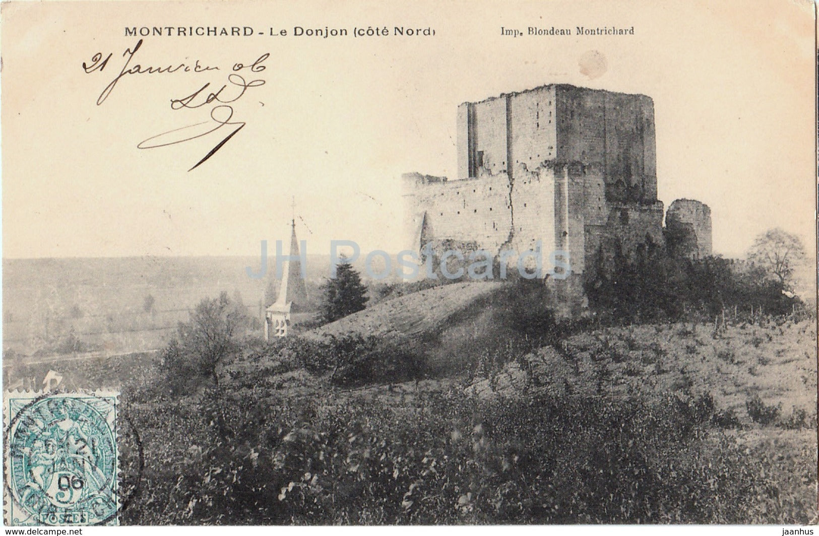 Montrichard - Le Donjon - cote Nord - castle ruins - old postcard - 1906 - France - used