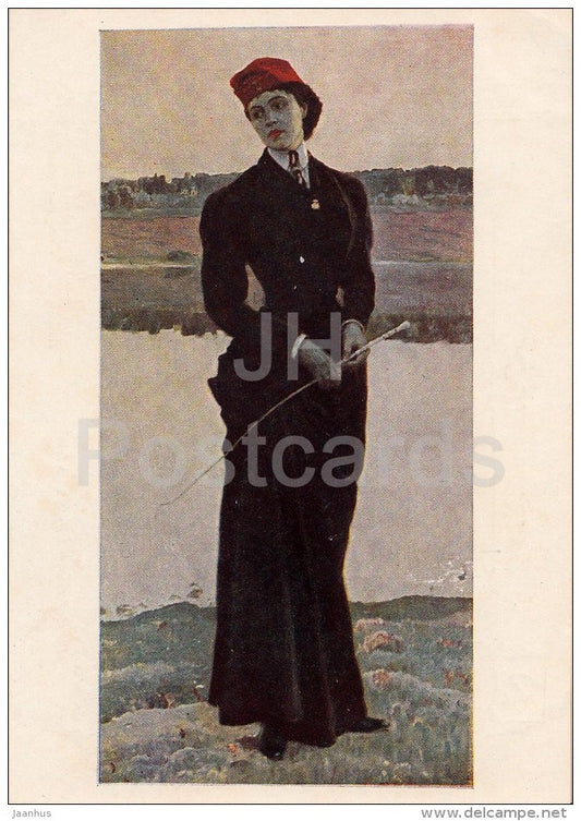 painting by M. Nesterov - Portrait of a Daughter , 1906 - Russian art - 1954 - Russia USSR - unused - JH Postcards