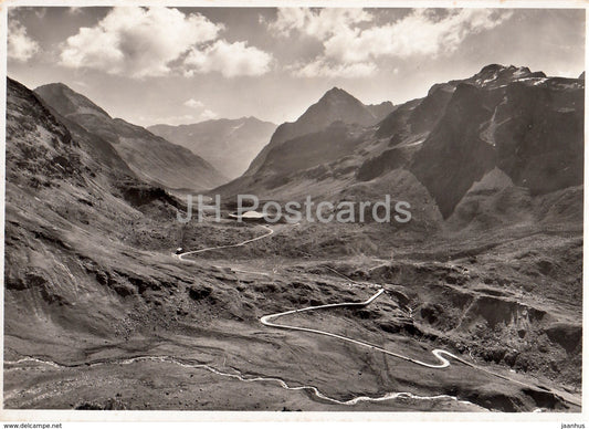 Julierstrasse u. Passhohe 2284 m - Blick gegen Engandin mit Piz Polaschin - 326 - Switzerland - old postcard - unused - JH Postcards