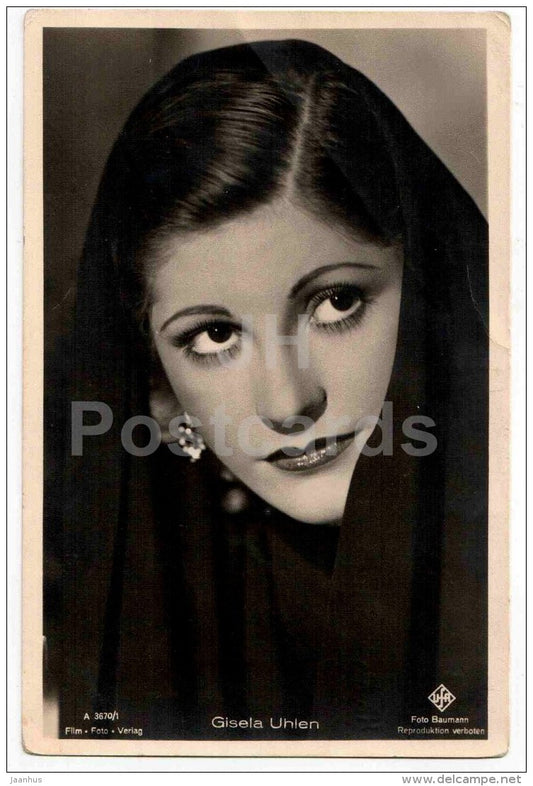 Gisela Uhlen - movie actress - film - 3670/1 - old postcard - Germany - unused - JH Postcards