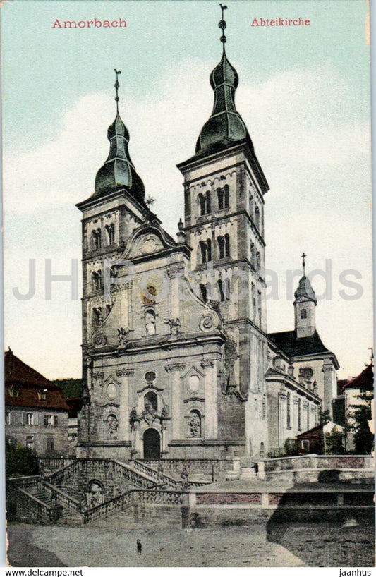 Amorbach - Abteikirche - church - old postcard - 1911 - Germany - used - JH Postcards