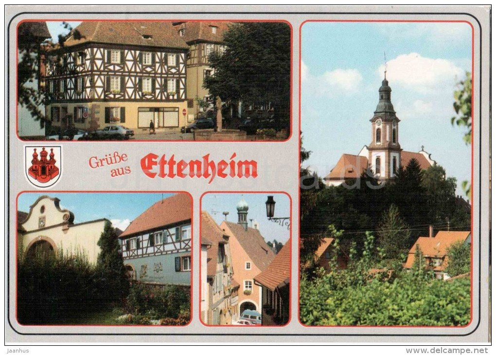 Grüsse aus Ettenheim - Barockstadt zwischen Wald und Reben - Autobahnausfahrt - church - 7637 - Germany - 1992 gelaufen - JH Postcards
