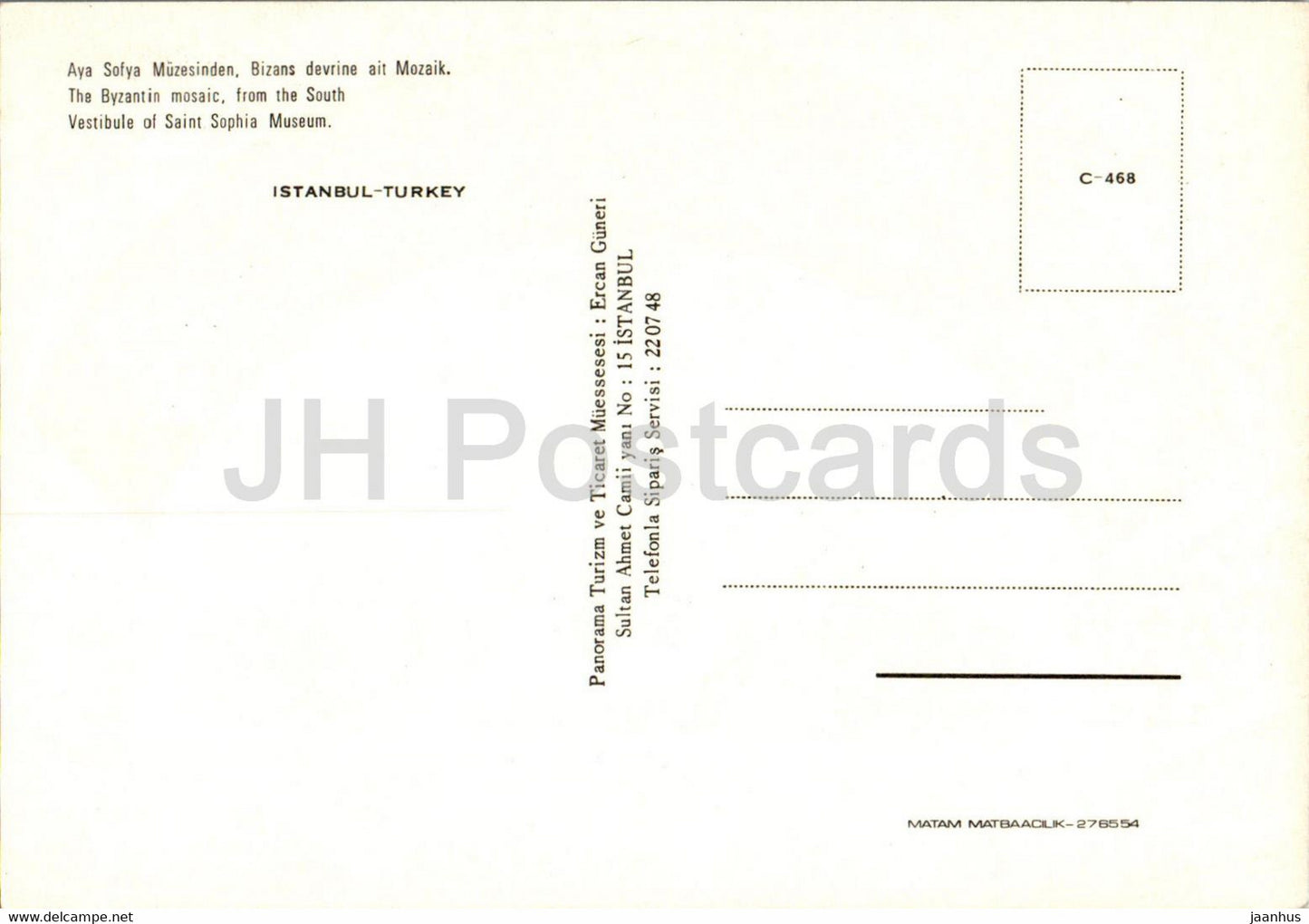 Istanbul - The Byzantin mosaic from South - 468 - Turkey - unused